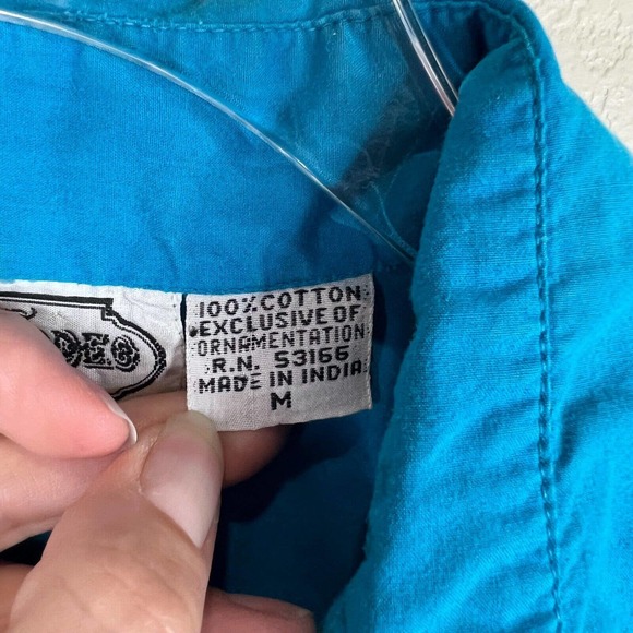 Dakota Rodeo Women Embroidered Button Down Shirt Sleeveless Blue Medium Fringe - Picture 7 of 11